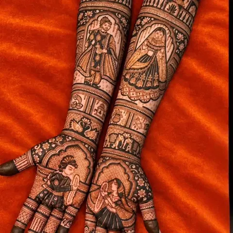 figure full hand mehndi design