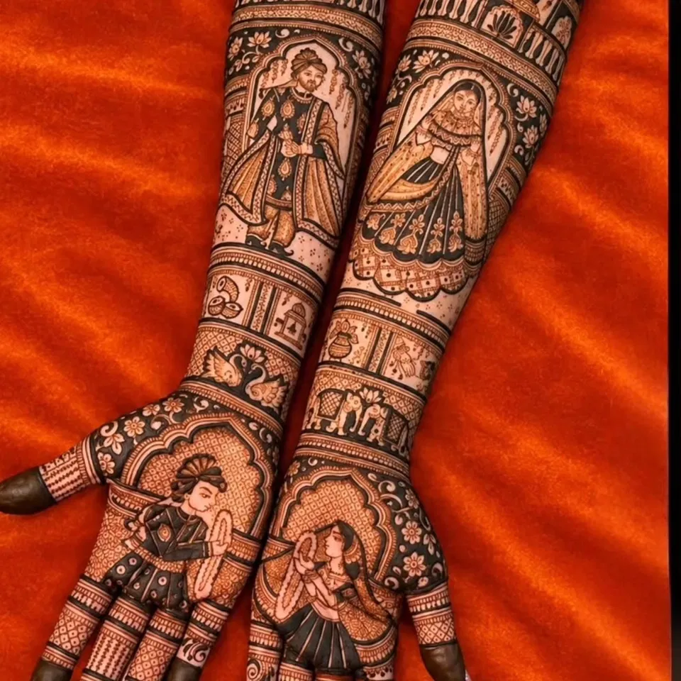 Full Hand Mehndi Design with Figures