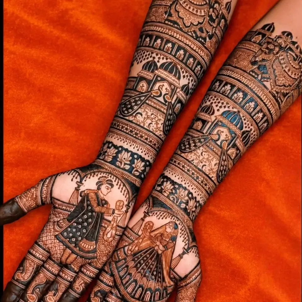 Front Hand Mehndi Design with Figures (18)