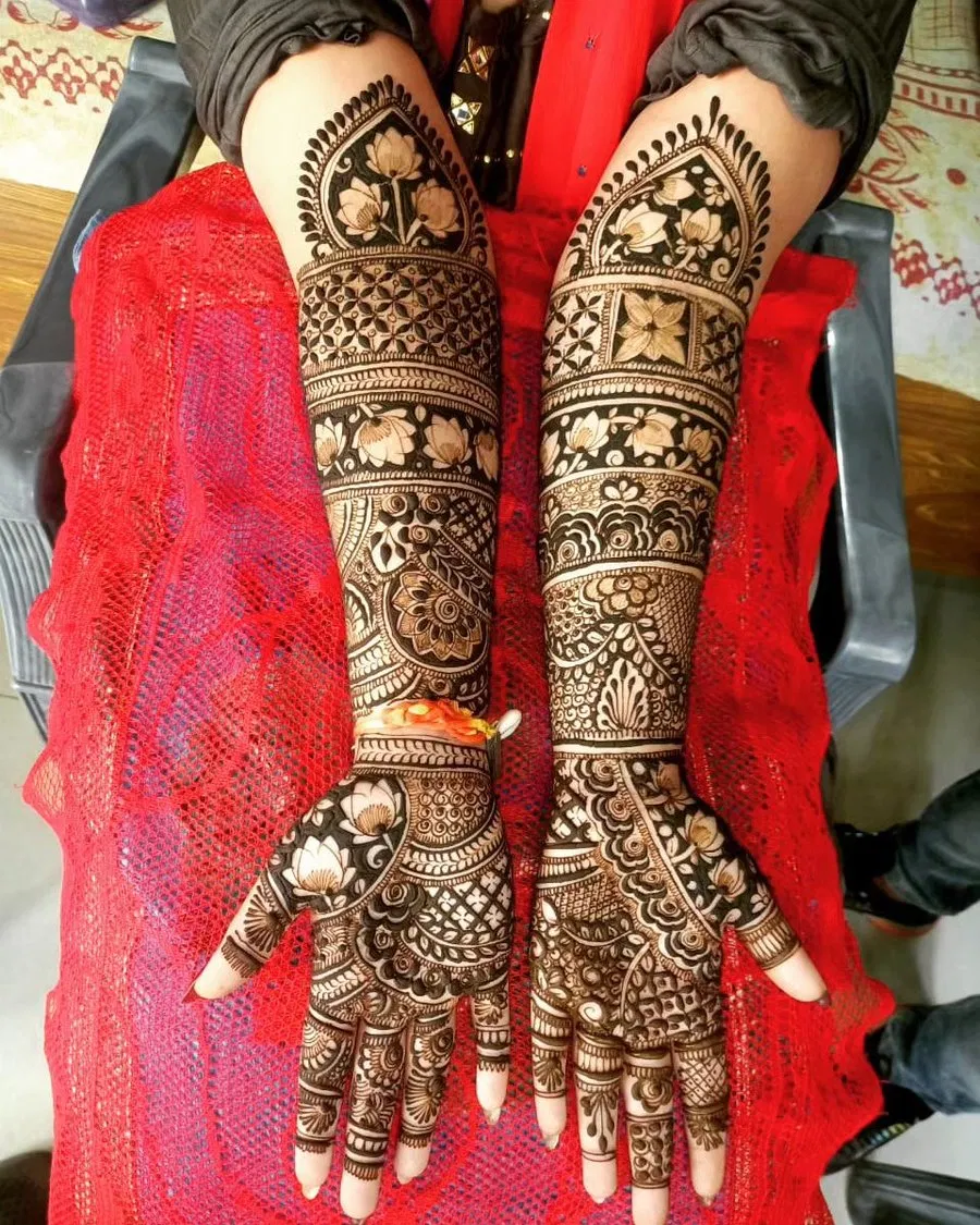 Front Hand Mehndi Design with Figures