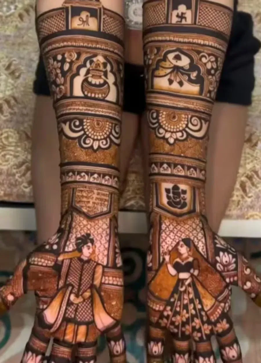 Back Hand Mehndi Design with Figures