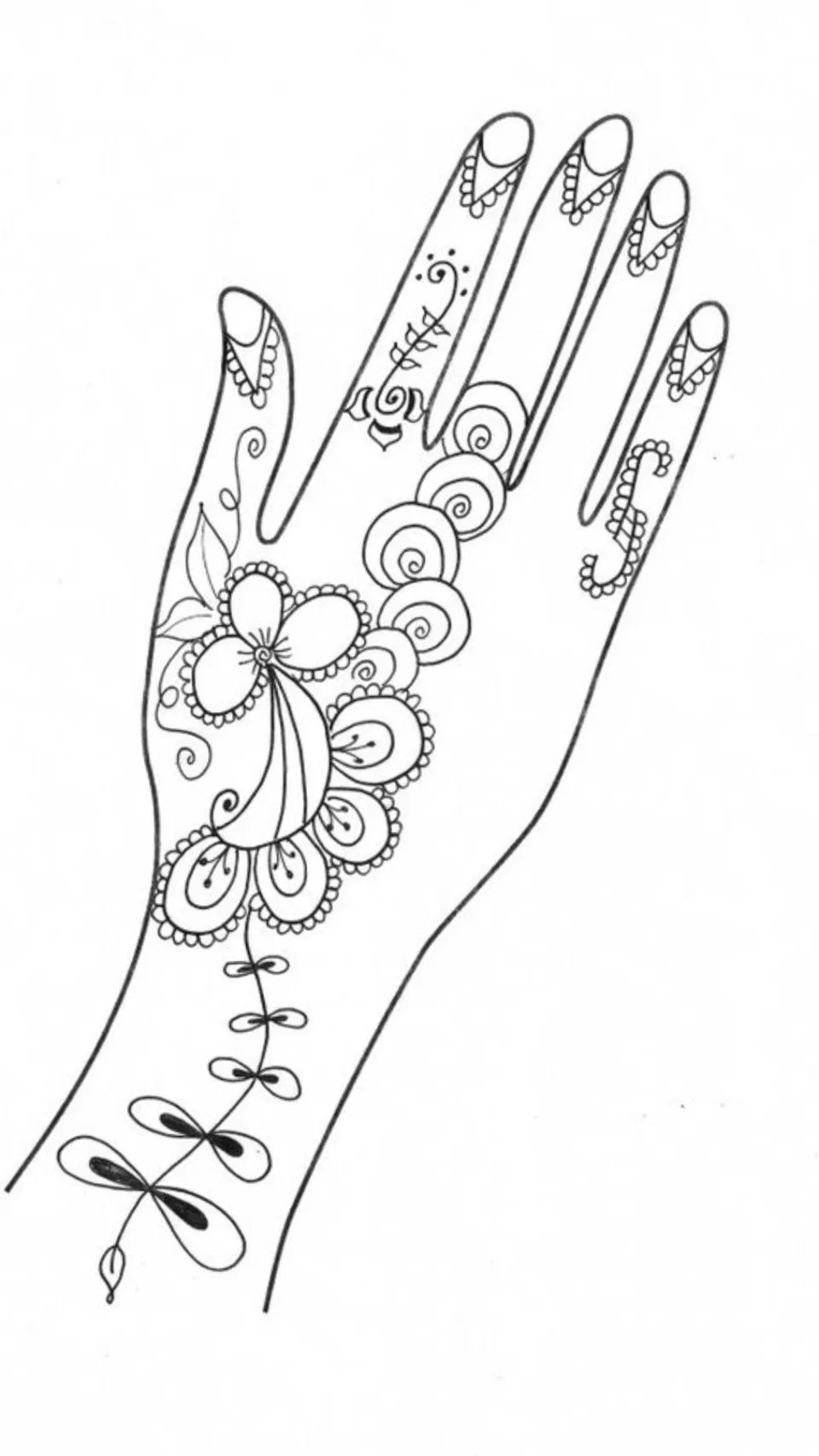 Front Hand Mehndi Design with Moon