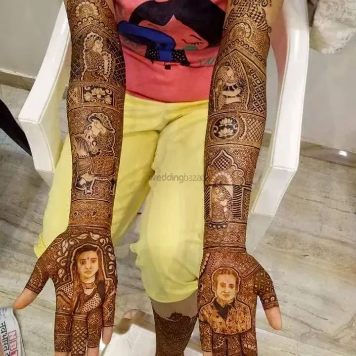 Heavy Front Hand Mehndi Design with Figures