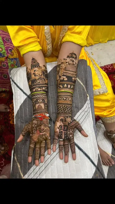figure full hand mehndi design