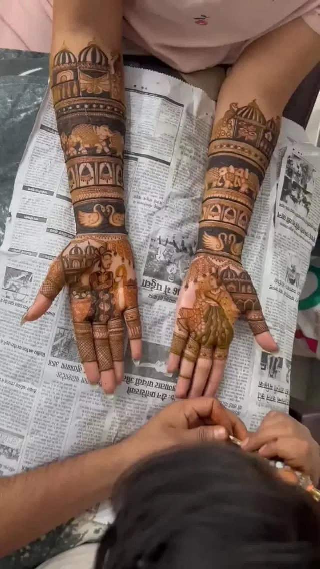 Front Hand Mehndi Design with Figures