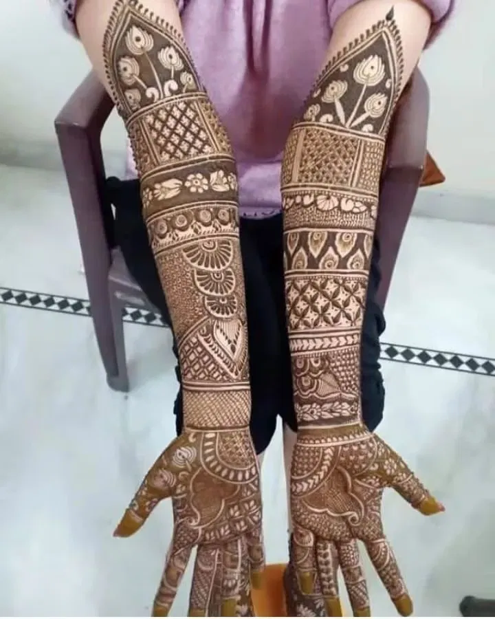 Front Hand Mehndi Design with Figures