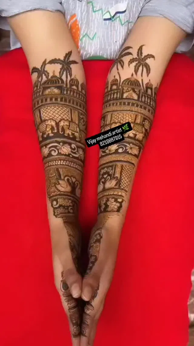 Arabic Bridal Front Hand Mehndi Design with Figures (10)