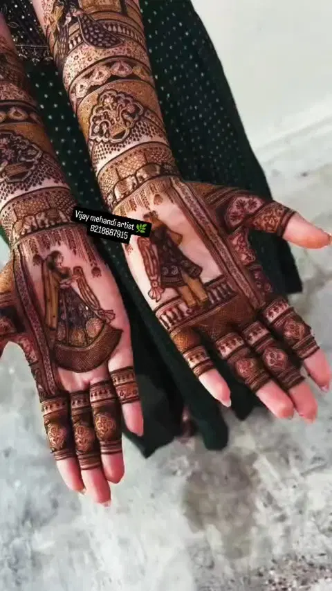 arabic bridal figure front hand mehndi design