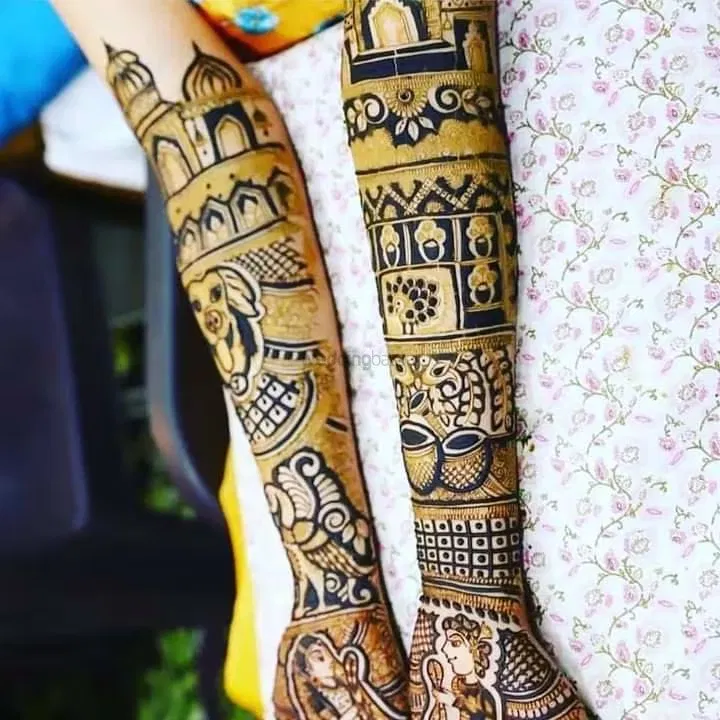 Front Hand Mehndi Design with Figures (2)