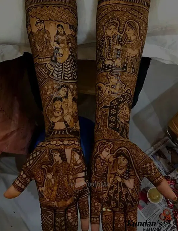 Back Hand Mehndi Design with Figures (2)