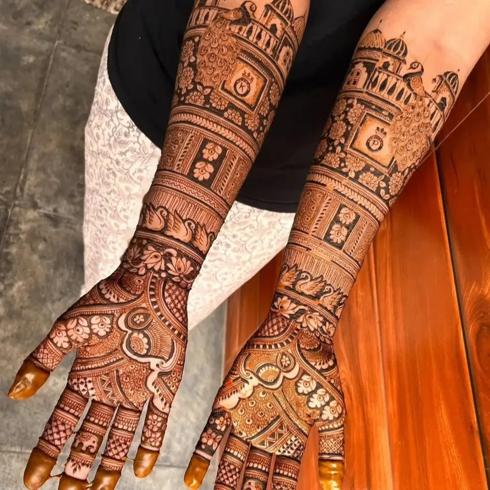 Front Hand Mehndi Design with Figures