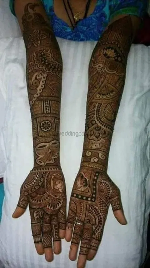 Front Hand Mehndi Design with Figures