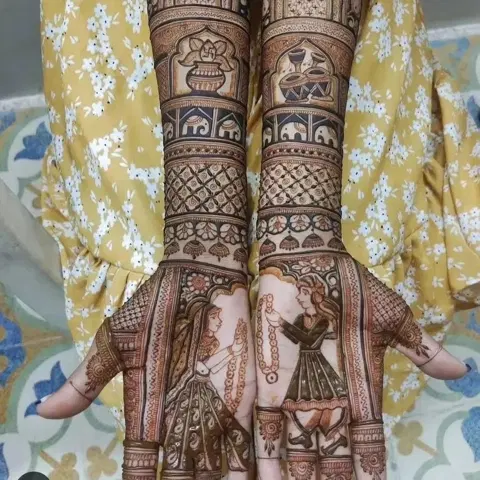 figure full hand mehndi design