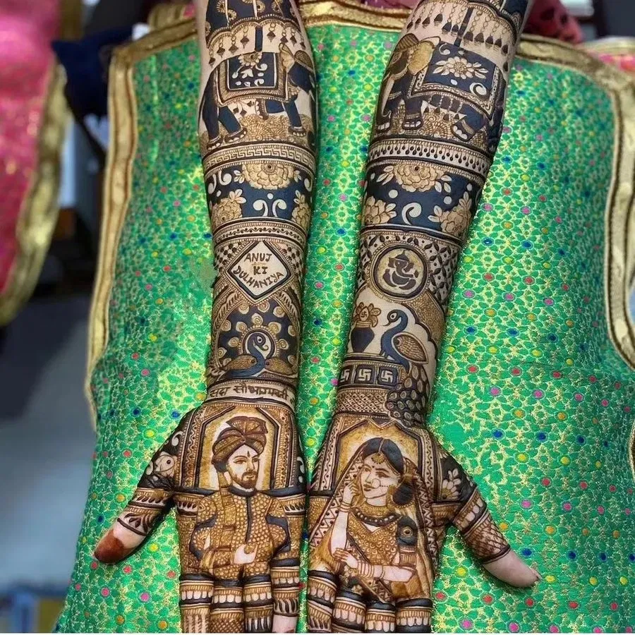 Full Hand Mehndi Design with Figures (4)