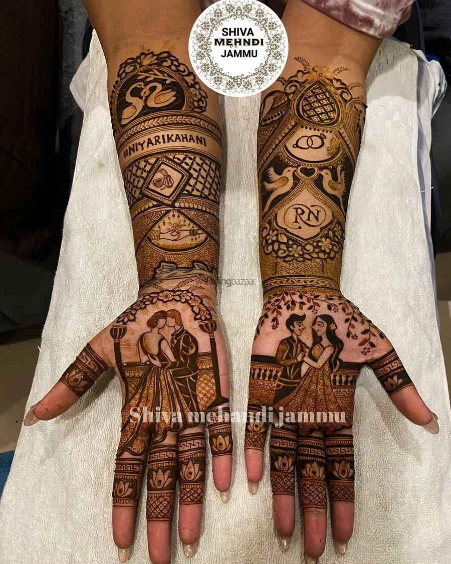 Front Hand Mehndi Design with Figures