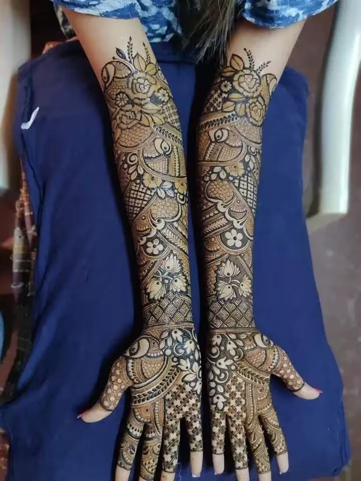 Heavy Full Hand Mehndi Design with Figures