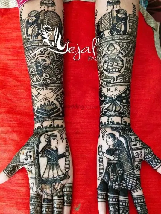 Full Hand Mehndi Design with Figures (2)