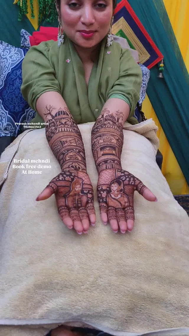 Front Hand Mehndi Design with Figures