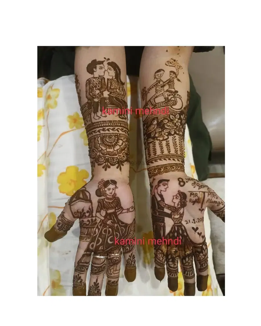 Front Hand Mehndi Design with Figures