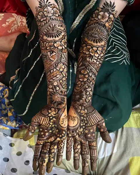 figure full hand mehndi design
