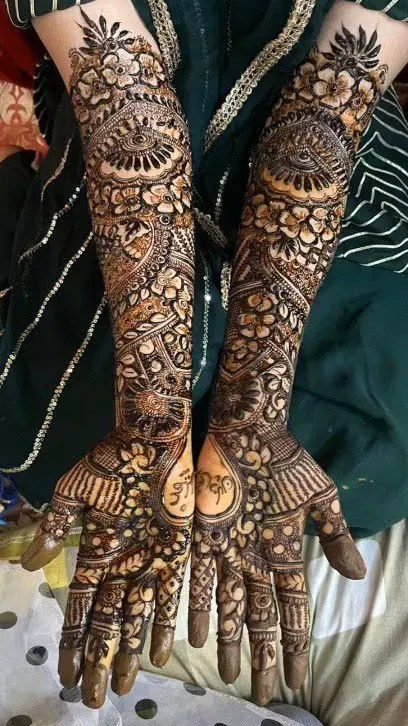 figure full hand mehndi design