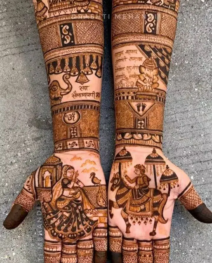 Front Hand Mehndi Design with Figures (2)