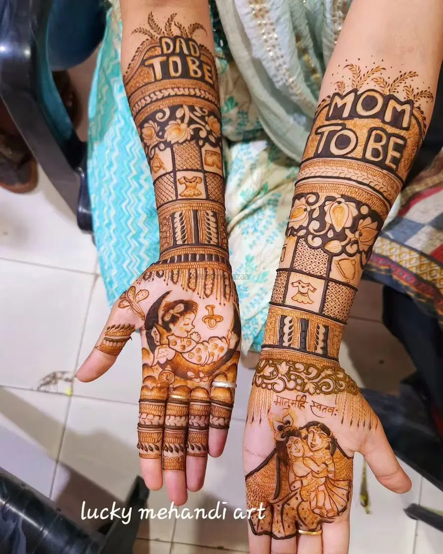 Front Hand Mehndi Design with Figures (2)