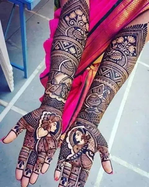 figure full hand mehndi design