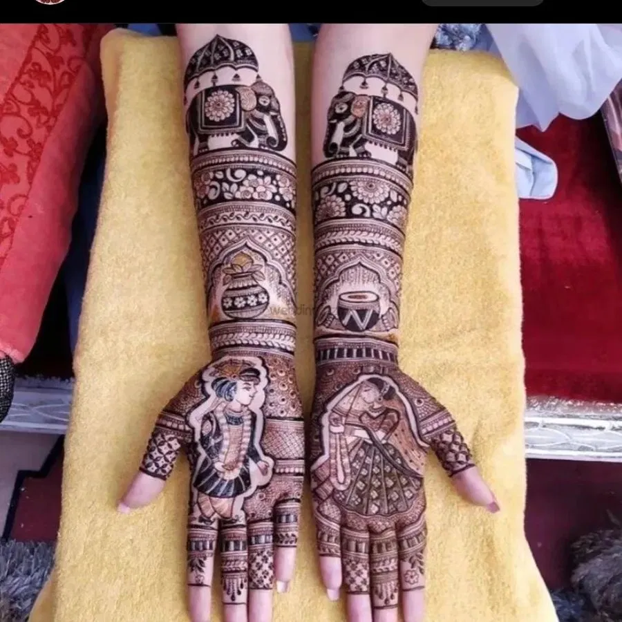 Front Hand Mehndi Design with Figures