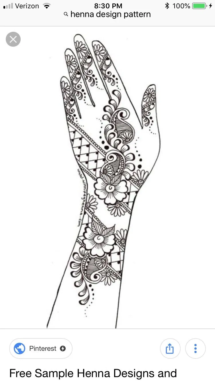 Simple Mehndi Design with Flowers (2)