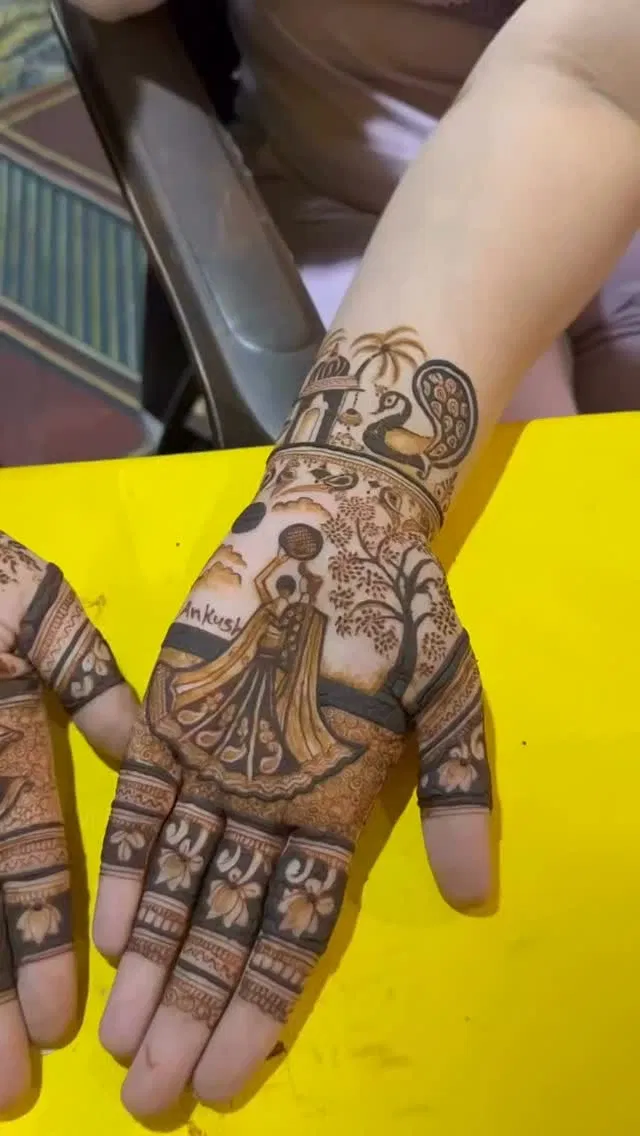 Mehndi Design with Figures and Peacock