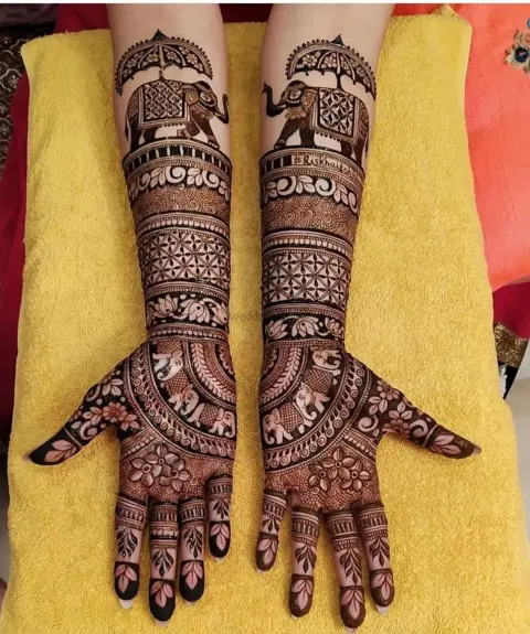 figure full hand mehndi design