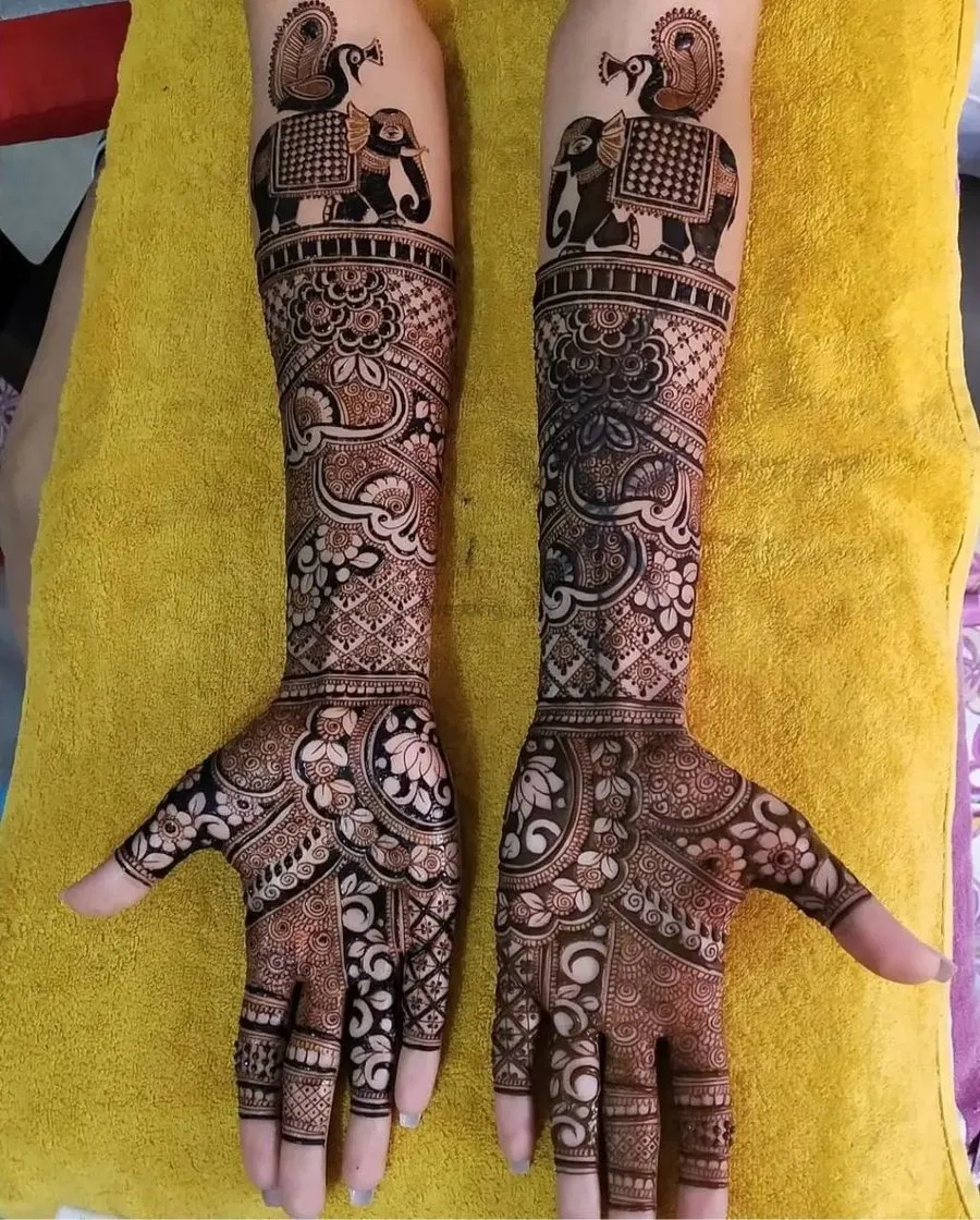 Back Hand Mehndi Design with Figures