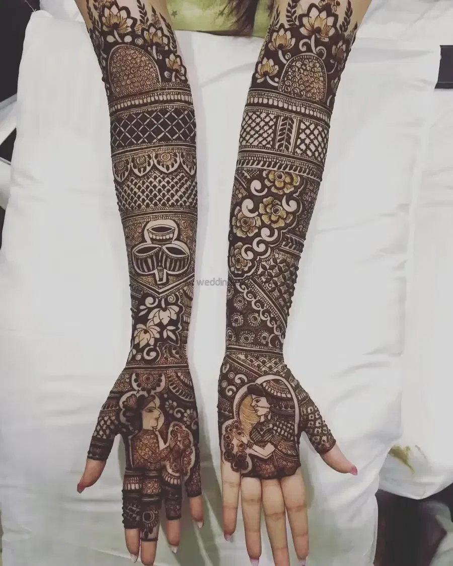 Front Hand Mehndi Design with Figures