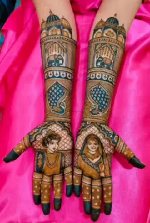 figure full hand mehndi design