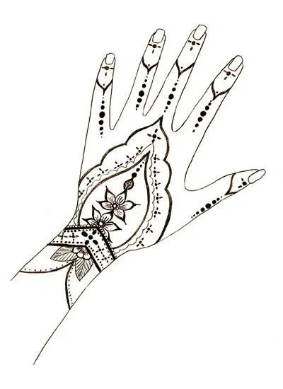 Simple Finger Mehndi Design with Deity and Flowers