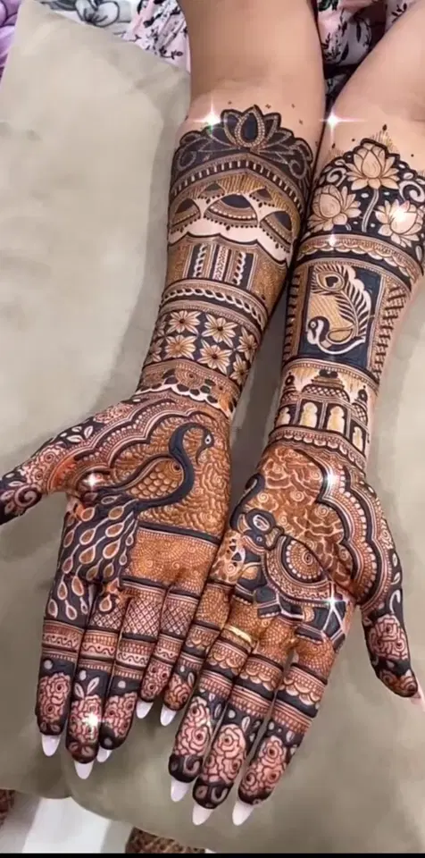 peacock full hand mehndi design