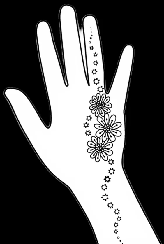 Simple Finger Mehndi Design with Gol Tikki and Flowers