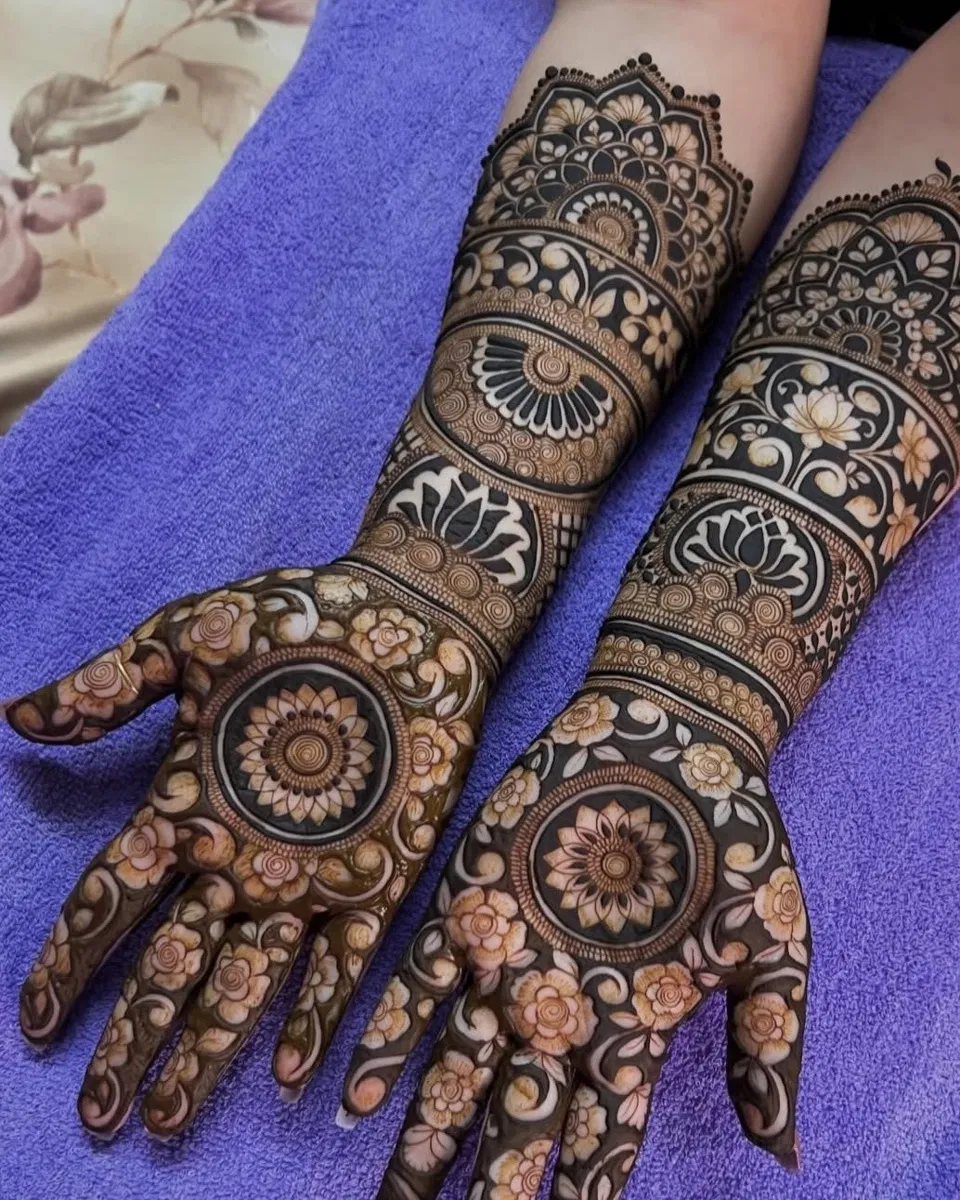 Full Hand Mehndi Design with Lotus