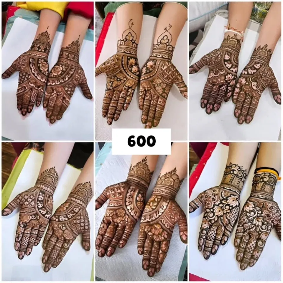 Mehndi Design with Gol Tikki and Figures