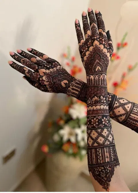 arabic bridal flower front hand mehndi design