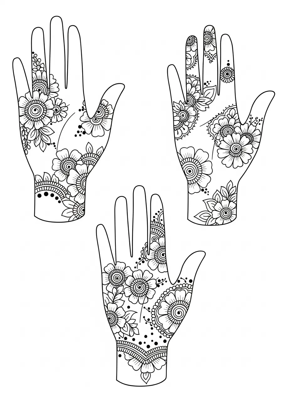 Arabic Simple Back Hand Mehndi Design with Flowers and Moon