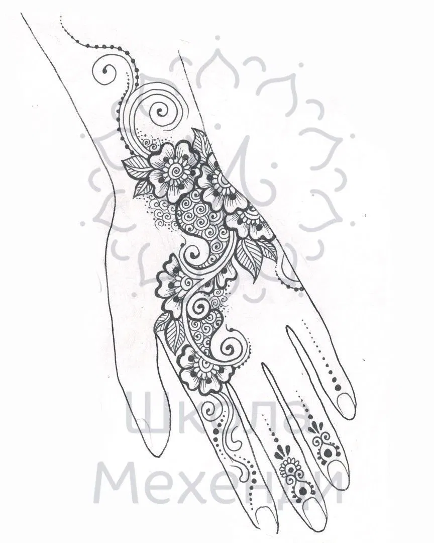 Simple Front Hand Mehndi Design with Flowers and Moon