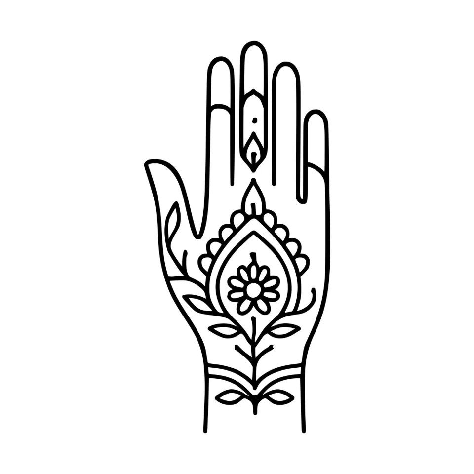 Finger Mehndi Design with Flowers