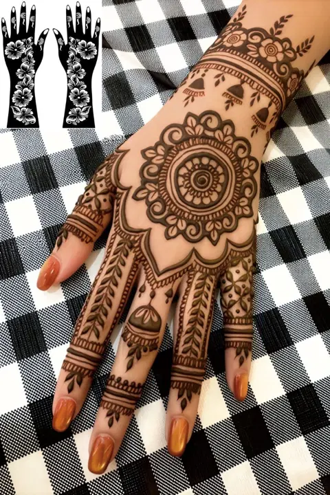 simple stylish flower back hand mehndi design