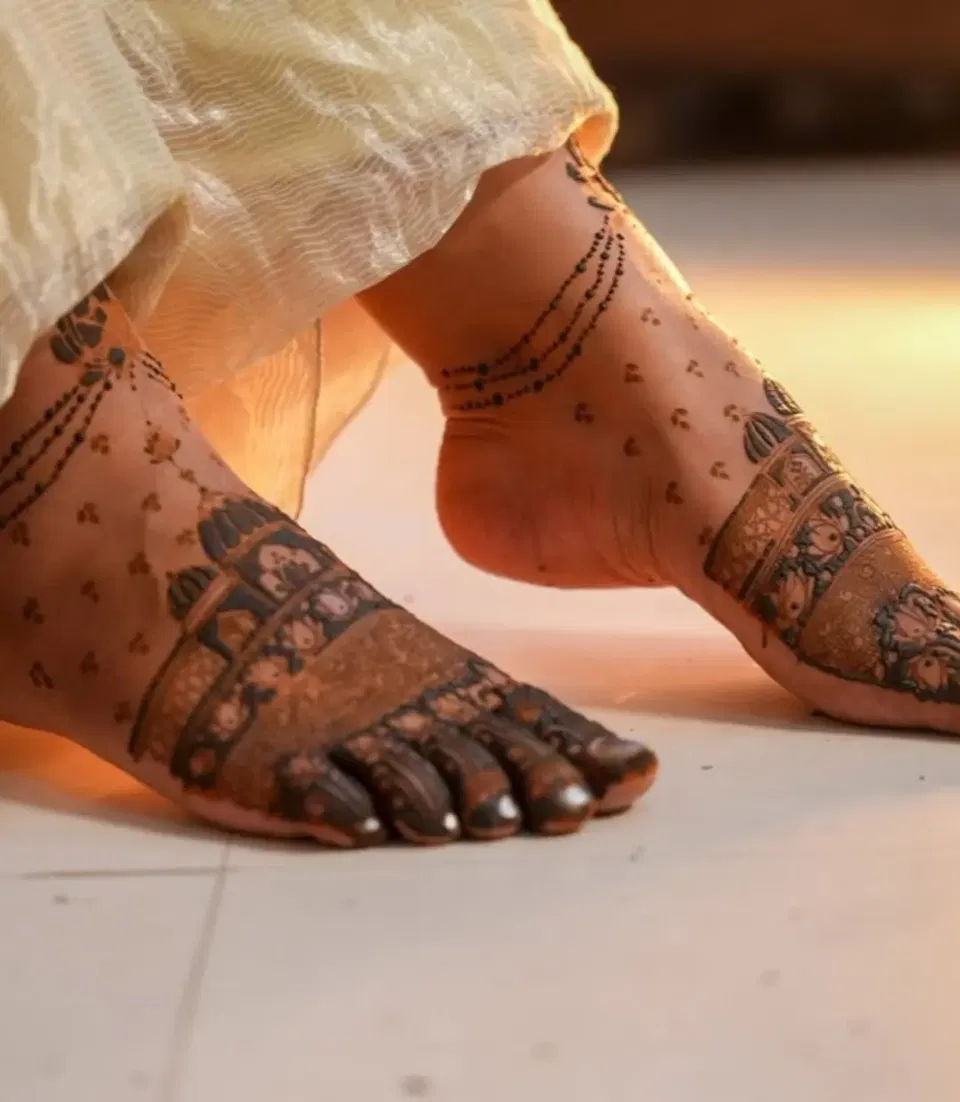 Foot Mehndi Design with Figures