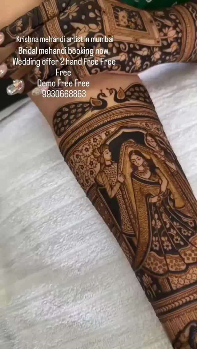 Bridal Full Hand Mehndi Design with Figures (2)