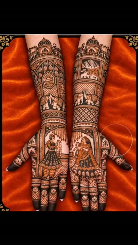bridal figure front hand mehndi design