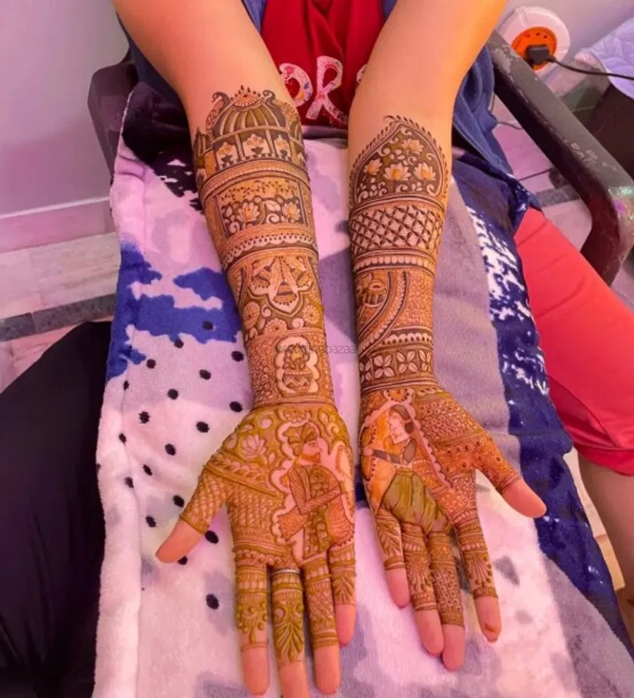 Front Hand Mehndi Design with Figures