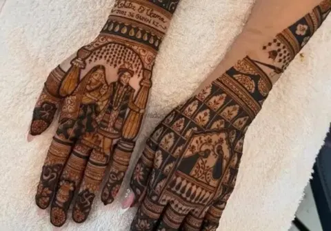 figure full hand mehndi design